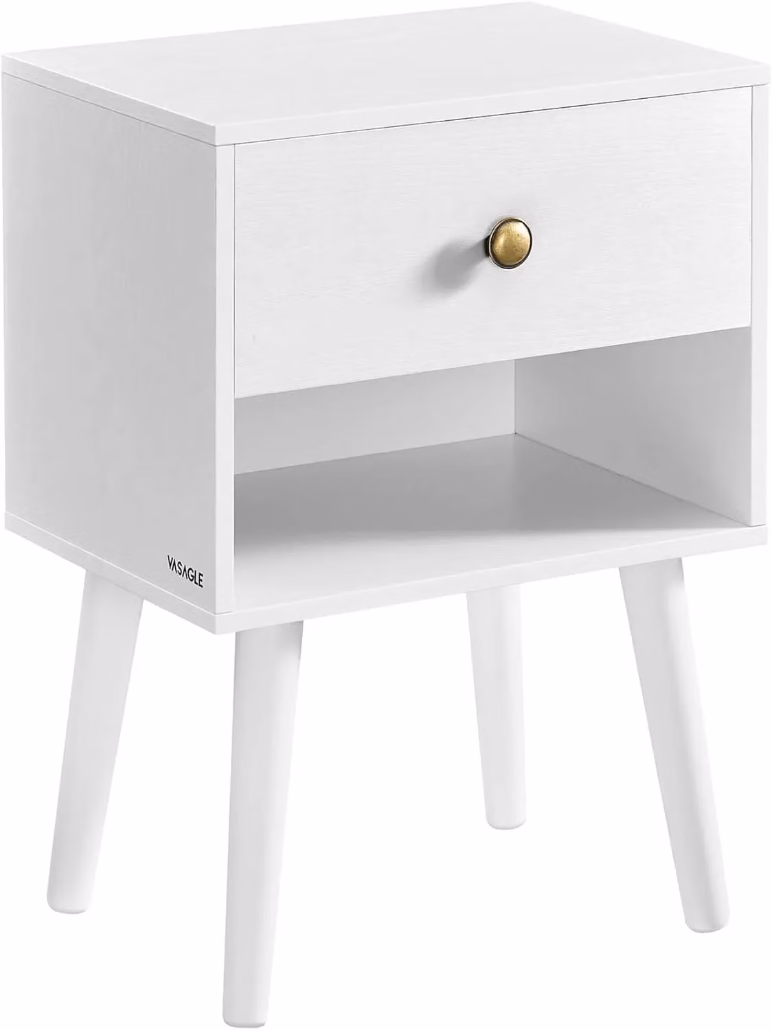 VASAGLE Bedside Table with Storage Drawer and Open Shelf in White – 2
