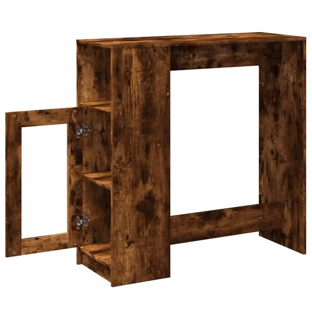 Berkfield Home Bar Table with Racks in Smoked Oak Brown, W/D/H: 101 x 40 x 103.5 cm – 5