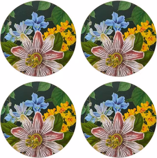 Creative Tops Multicolour Tropical Floral Round Absorbent Coasters, Set of 4, W/D/H: 12 x 12 x 2 cm – 1