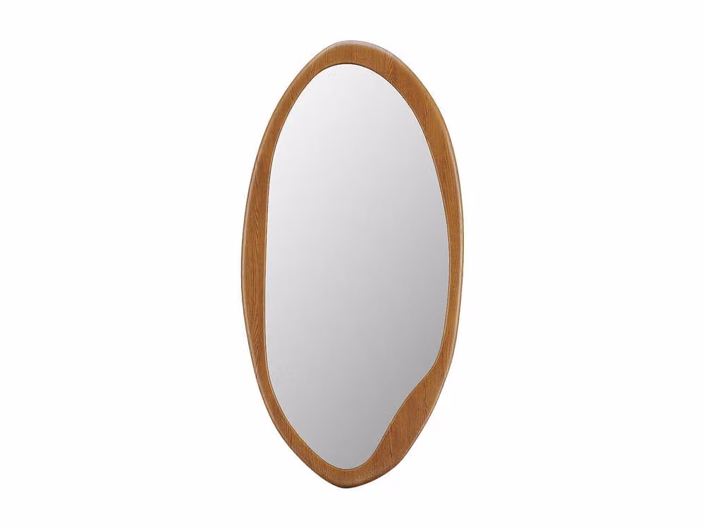Vente-unique Oval Rubberwood Wall Mirror in Light Oak, W: 50 cm, H: 100 cm – 2
