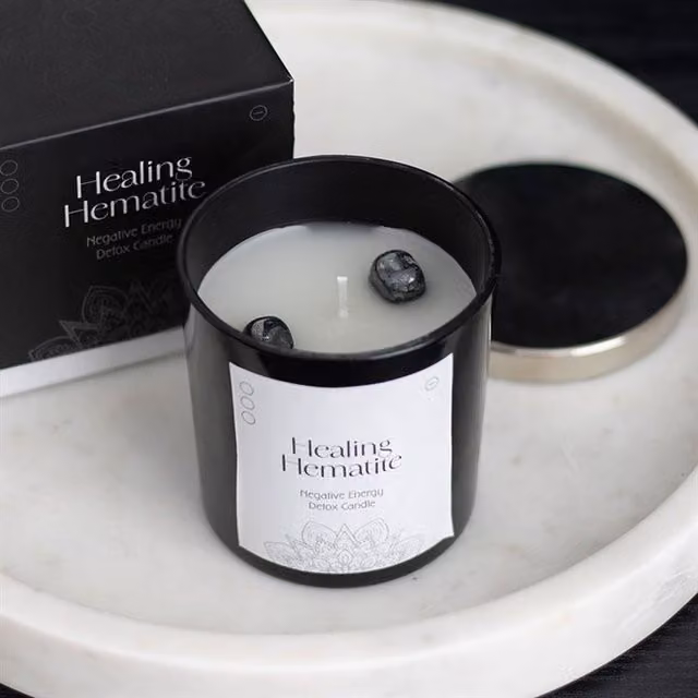 KDMK Healing Hematite Detox Tabletop Candle in Black and White