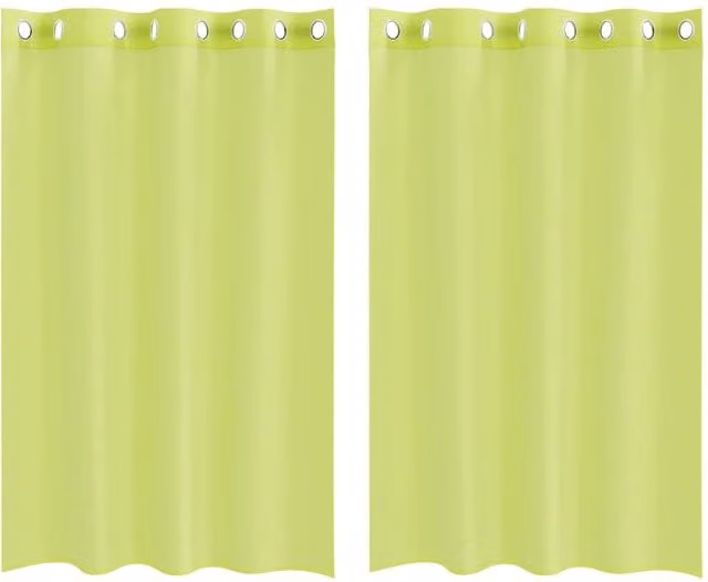 Berkfield Home Voile Fabric Panel Curtains with Eyelets, Green, W: 140 cm, H: 175 cm, 2 Pack
