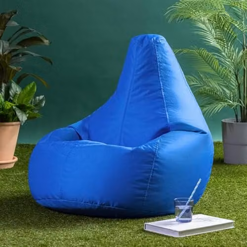 Bean Bag Bazaar 2 Pack of Blue Outdoor Bean Bags with Filling Included – 2