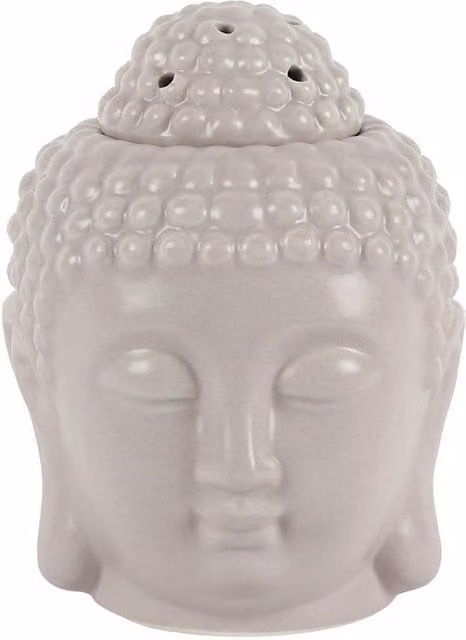 KDMD Small Grey Ceramic Buddha Head Oil Burner and Tealight Holder