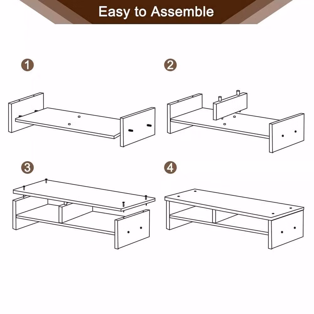 SPETLEK Black MDF Computer Desktop Monitor Stand – 2