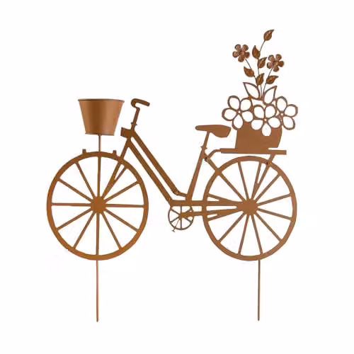 Coopers of Stortford Rusty Metal Bicycle Garden Planter Decoration in Orange and Brown – 2