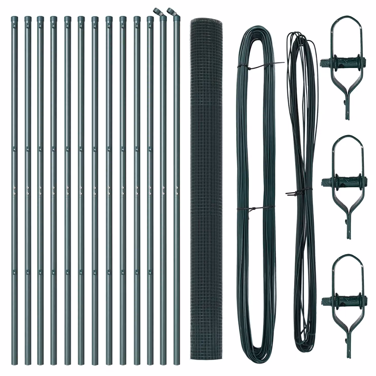 Berkfield Home Green Steel Welded Wire Fence with 13 Round Posts, W: 25 m, H: 1.6 m – 2
