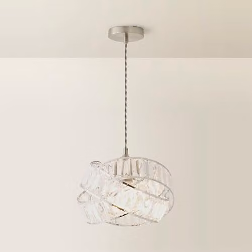 MiniSun Modern Polished Chrome and Crystal Intertwined Rings Design Pendant Ceiling Light Shade, Width: 30 cm