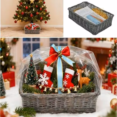 Gr8 Home Grey Wicker Gift Hamper Basket DIY Kit, W/D/H: 43 x 30 x 12 cm – 1