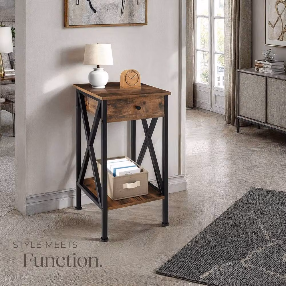 tectake Dayton Bedside Table in Dark Brown – 8