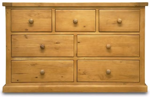 Archers Langdale 3 over 4 Drawer Rustic Pine Wooden Chest of Drawers in Brown