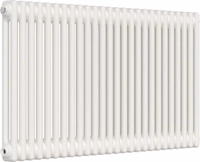 Lux Heat Horizontal 2 Column Steel Radiator in White, W: 119 cm, H: 60 cm