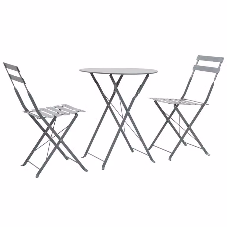 Berkfield Home 3 Piece Metal Bistro Set in Matt Grey