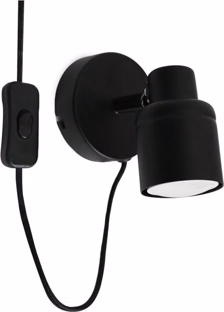 ValueLights Benton Black Adjustable Plug-In Indoor Wall Spotlight