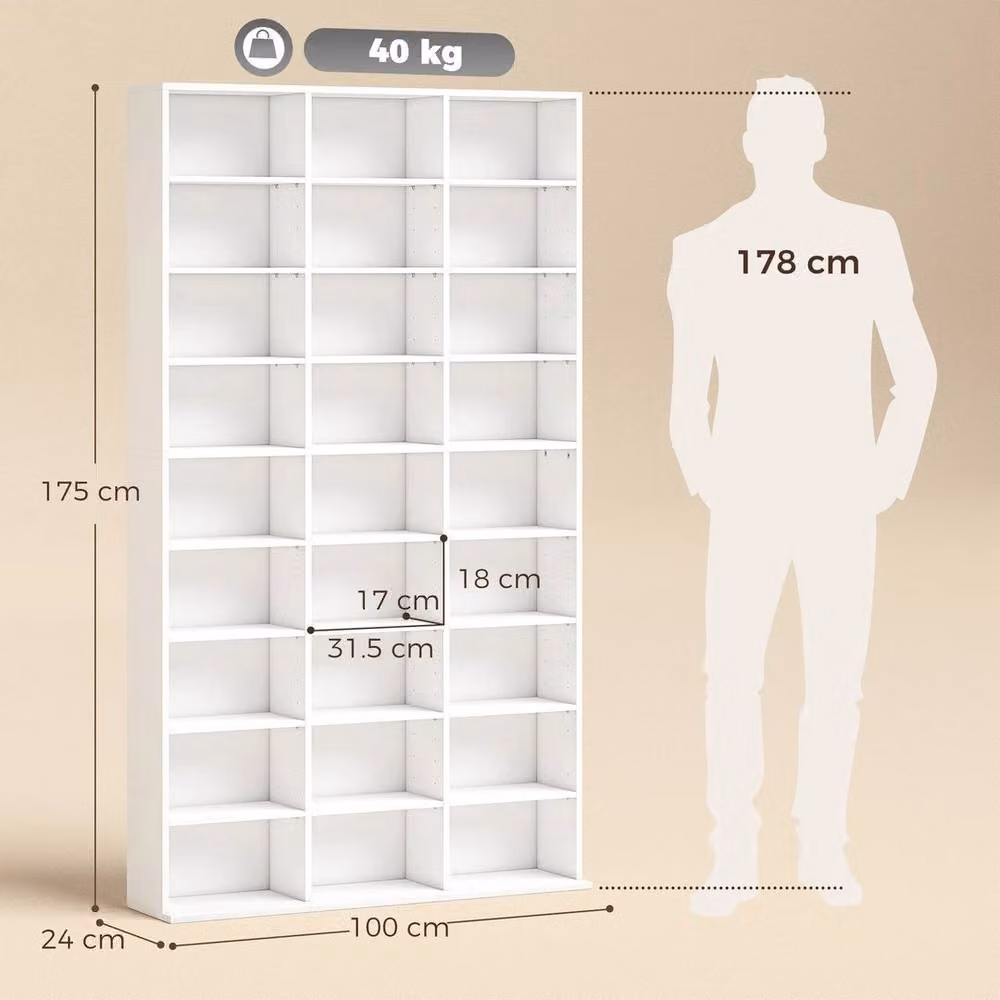 EONLION White Modern MDF DVD and Blu-ray Media Storage Unit with Back Panel, Width: 100 cm – 2