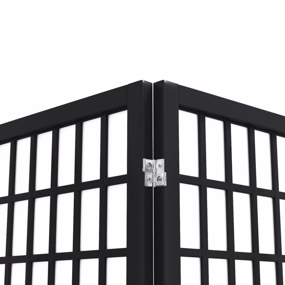 Berkfield Home Japanese Style 4-Panel Folding Room Divider, Black, W: 160 cm, H: 170 cm – 5