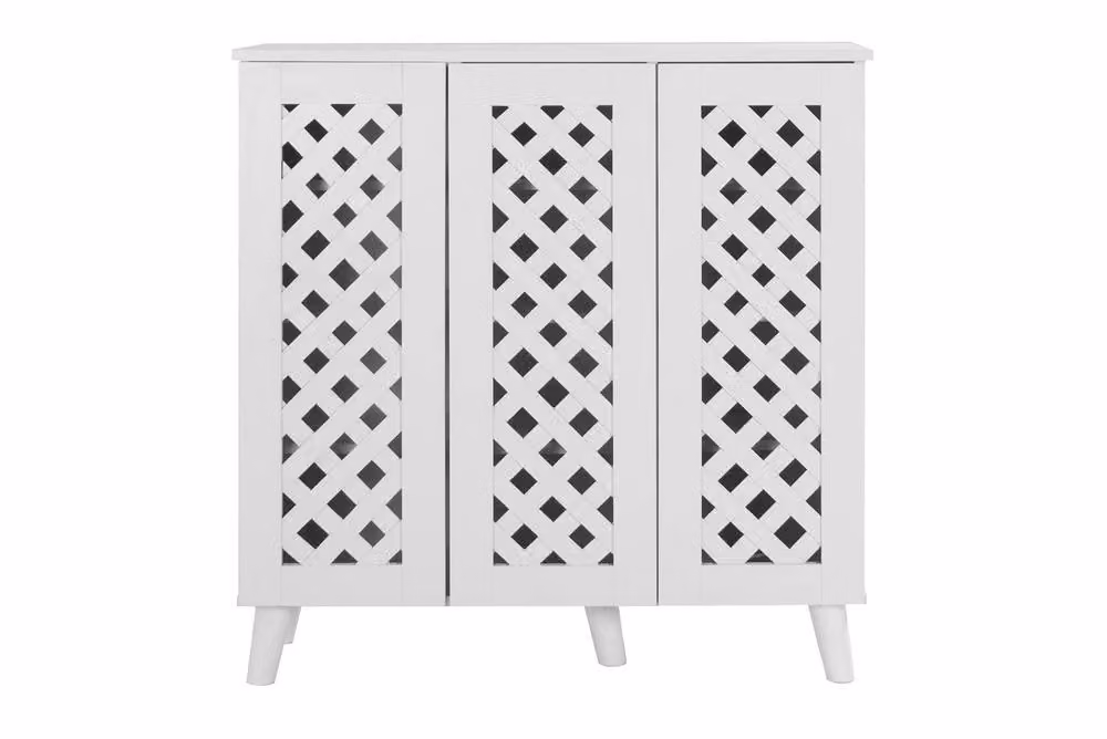 Timber Art Design Modern 3-Door Shoe Storage Cabinet in White – 2