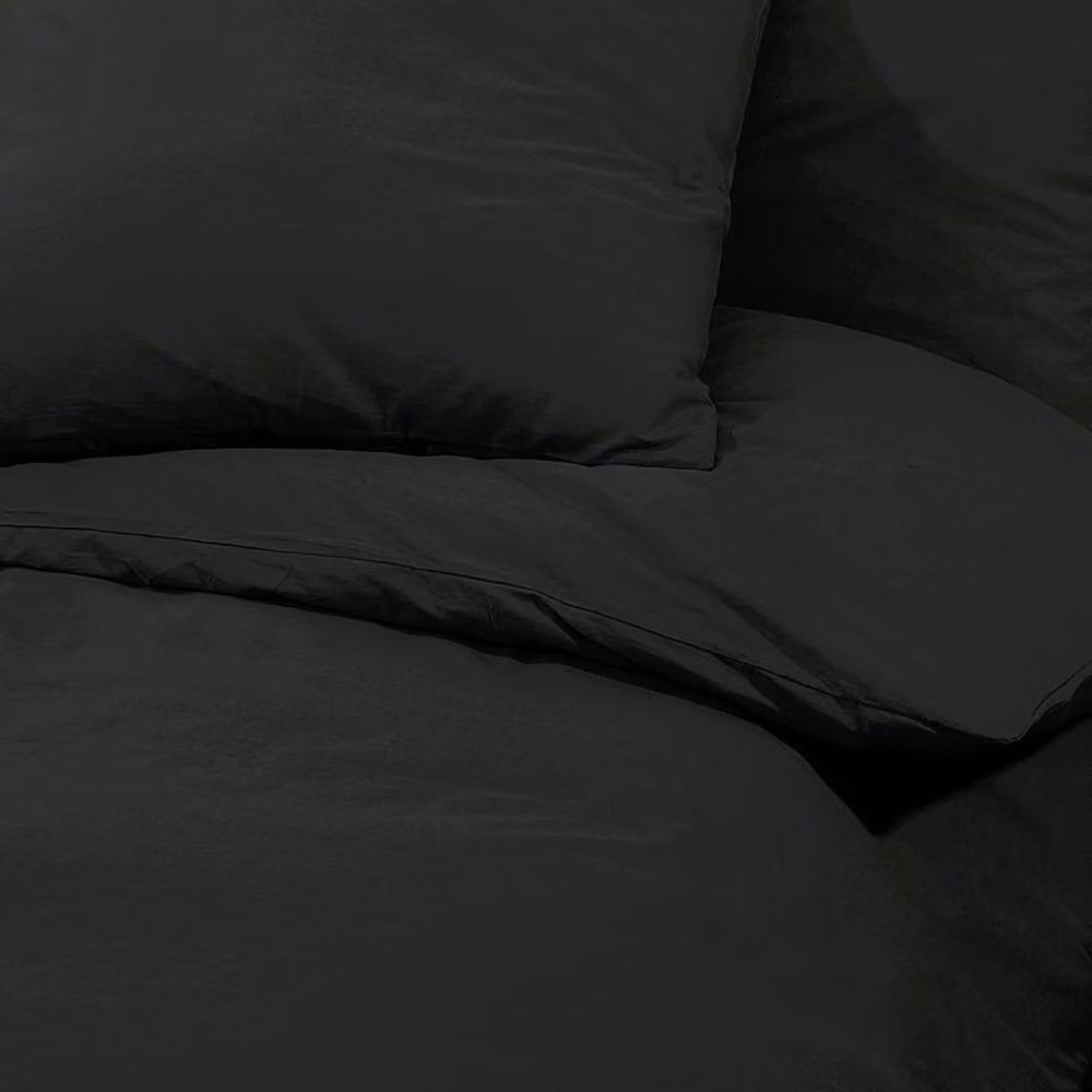 Berkfield Home Elegant Cotton Duvet Cover and Pillowcase Set, Black, W: 240 cm, H: 220 cm – 5