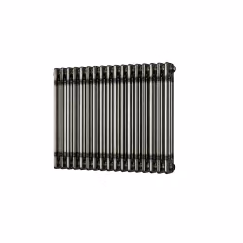 Alpha 3 Column Traditional Cast-Iron Style Horizontal Radiator in Silver Raw Metal, W/H: 77.7 x 60 cm