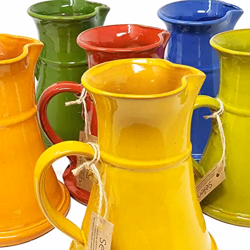 Verano Spanish Ceramics Selena Glazed Hand Dipped Ceramic Jug, 1 l, Green, H: 20 cm – 3