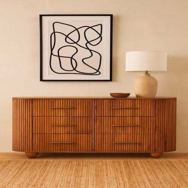 Artisan Furniture Ridgefront Solid Mango Wood Chest in Amber Oak Brown