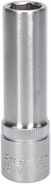 Loops 13mm Deep Drive Socket, 1/2 inch Square Drive, Chrome Vanadium, Silver – 1