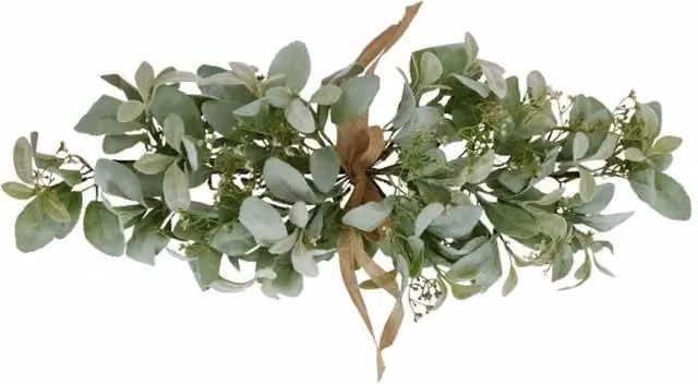 Lemon Pavilion Winter Spray Arrangement with Lambs Ear and Wax Flower, Green, H: 70 cm