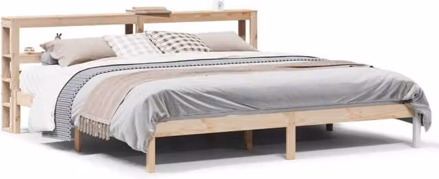 Berkfield Home Super King Solid Wood Pine Bed Frame in Beige, W/D/H: 180 x 200 cm