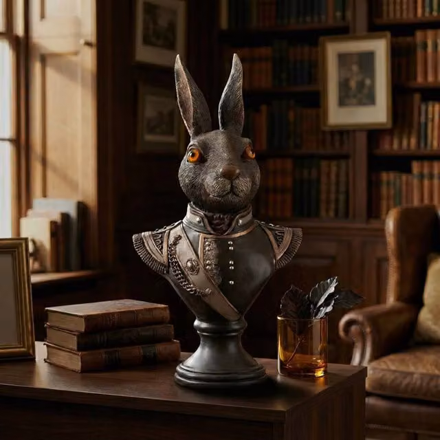 Madison & Mayfair Gentry Rabbit Bust in Grey Ceramic, H: 42.0 cm, W: 22.0 cm, D: 22.0 cm