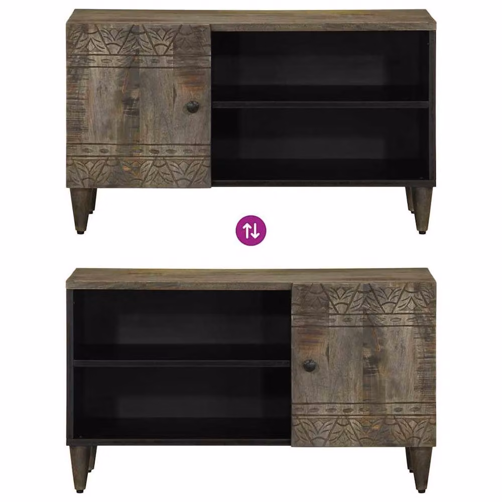 Berkfield Home Light Grey Mango Wood TV Cabinet W: 80 cm, D: 31.5 cm, H: 46 cm – 4
