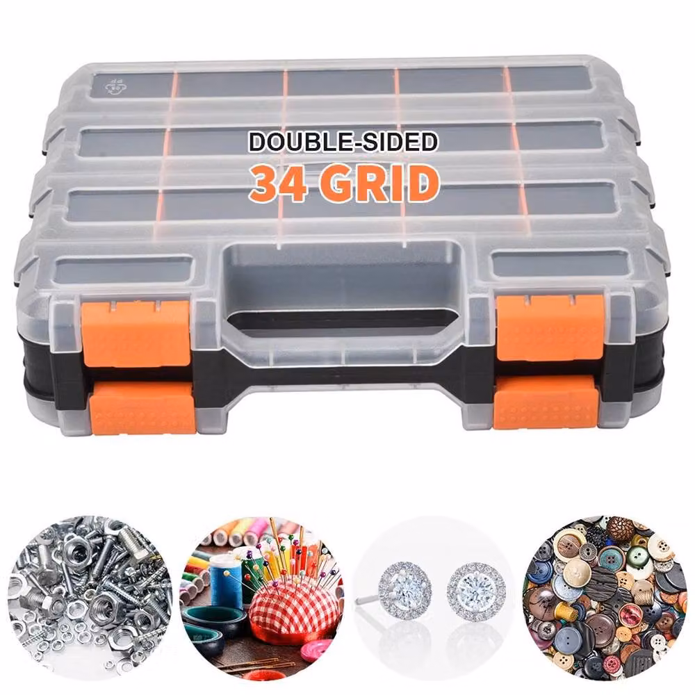 FLAVORA 34 Compartment Parts Storage Organiser Box in Black and Orange – 4