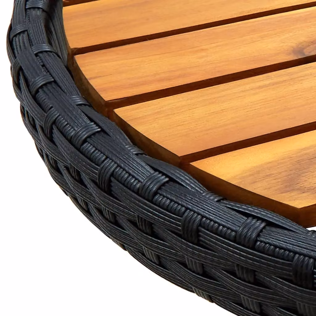 Berkfield Home Black Poly Rattan and Solid Acacia Wood Tea Table – 4