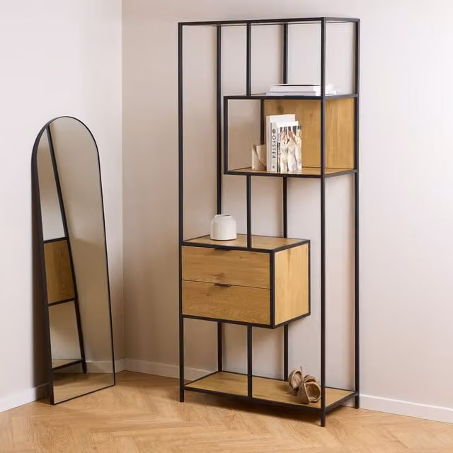 Furniture To Go Seaford Scandinavian Style Wood Bookshelf in Wild Oak Brown