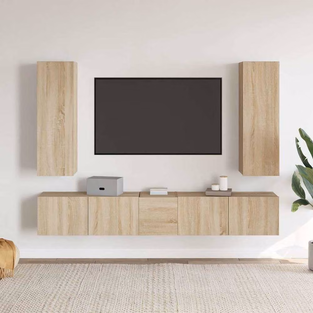 Berkfield Home 5 Piece TV Cabinet Set in Sonoma Oak Light Oak Finish – 2