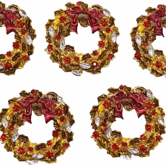 Syntego Pack of 5 Gold Metal Wreath Embellishments for Christmas Decor