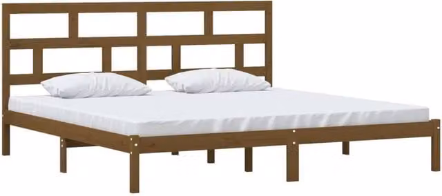 Berkfield Home Beautiful Bed Frame in Brown Solid Pine Wood, W/D/H: 200 x 100 x 206 cm – 1