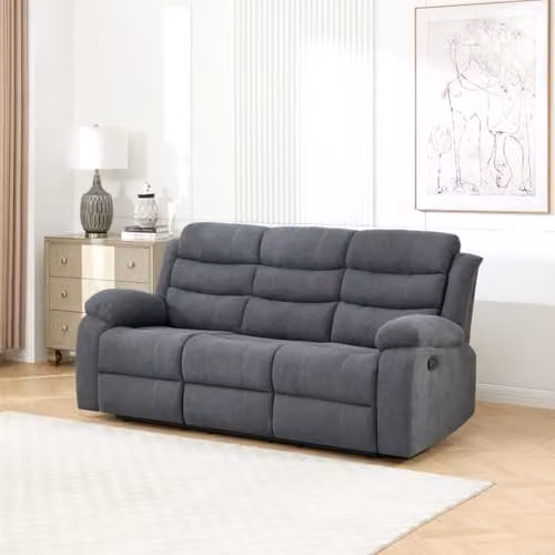 More4Homes Boston Grey Fabric Manual Recliner Sofa Set (3+2+1) – 1