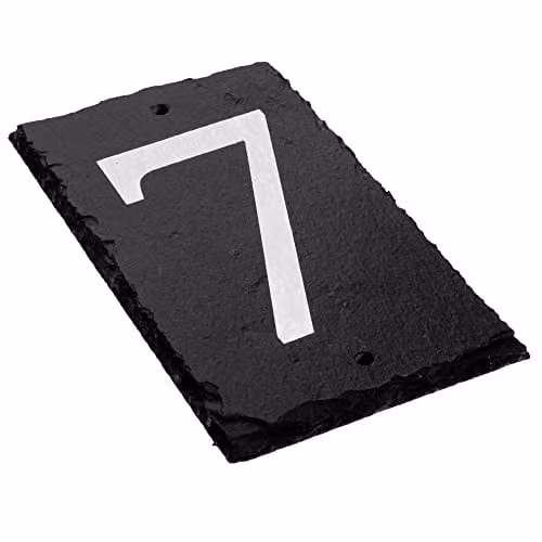 Nicola Spring Rustic Natural Slate House Number 7 Sign, Grey and White, W: 9.0 cm, H: 14.5 cm – 6