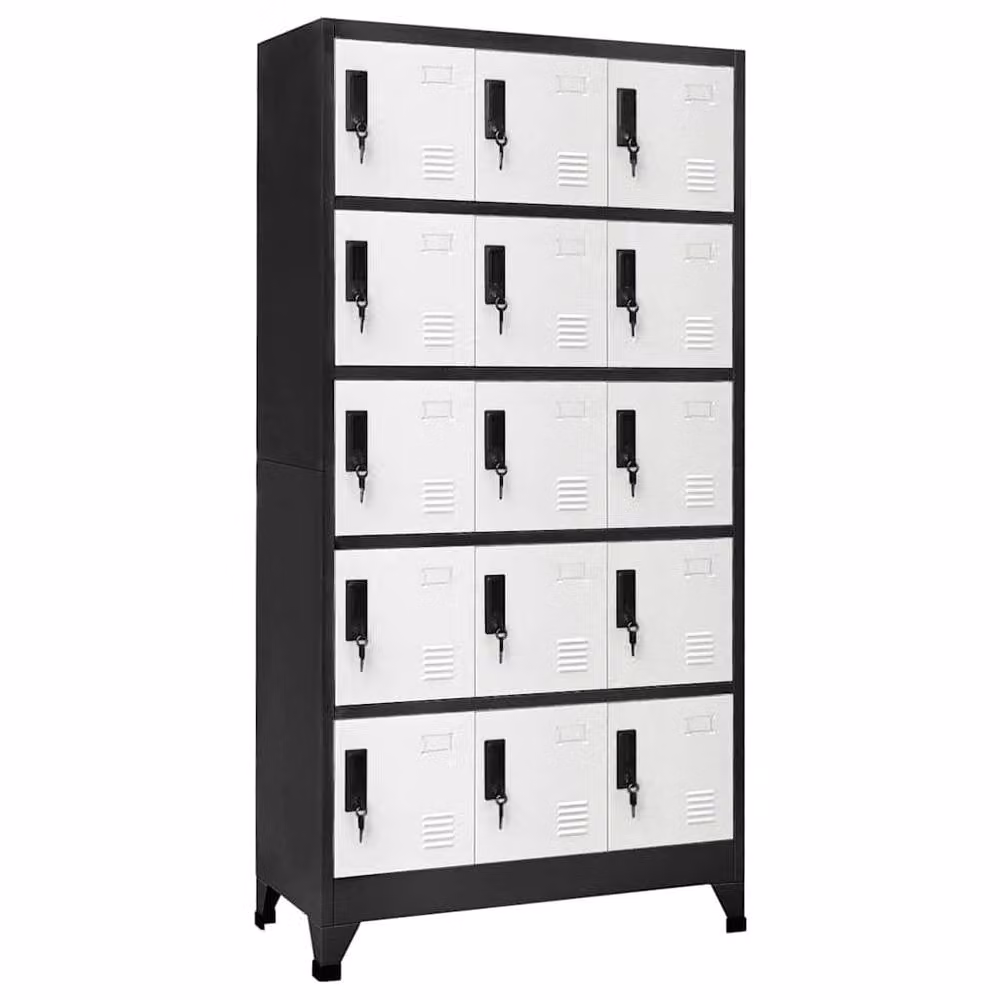 Berkfield Home Locker Cabinet in Anthracite, White and Black, W/D/H: 90 x 40 x 180 cm – 2
