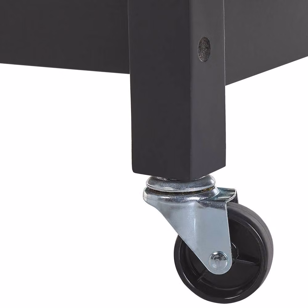 Wyld and Coco Black Modern Kitchen Trolley with Rubberwood Top and MDF Body, W/D/H: 58 x 40 x 85 cm – 5