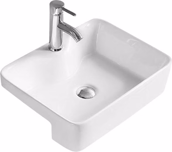 Balterley Semi Recessed Rectangular Basin, Gloss White, W: 48 cm, D: 37 cm, H: 13 cm