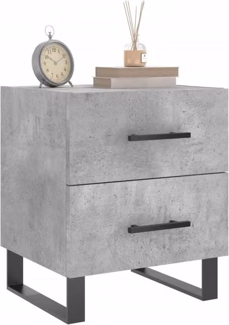 Berkfield Home Modern Bedside Cabinet in Concrete Grey, W/D/H: 40 x 35 x 47.5 cm – 1