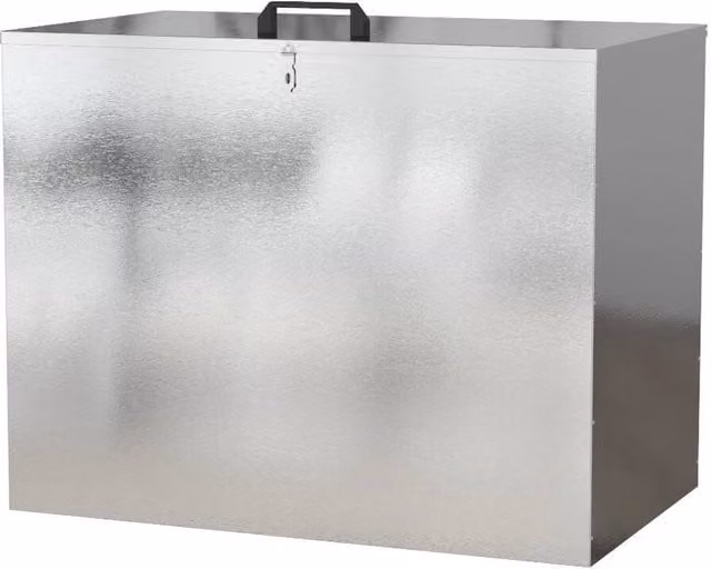SPETLEK Lockable 2 Compartment Galvanised Steel Feed Bins in Silver, 1000L – 1