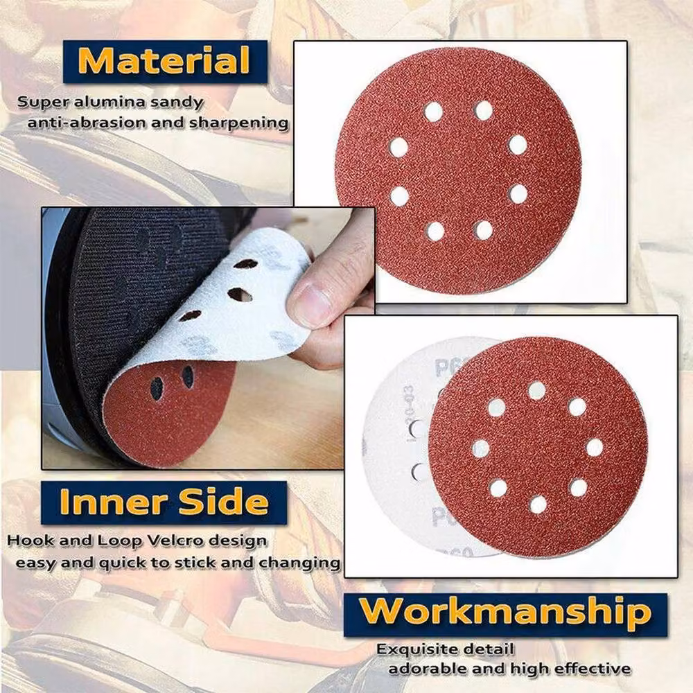FLAVORA 150pcs Red Sanding Discs for Wood and Metal, 125mm – 2
