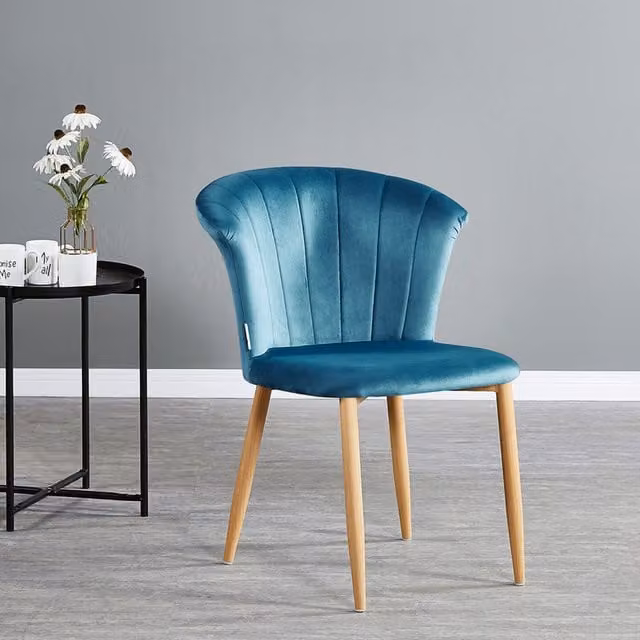 Life Interiors Elsa Set of 4 Velvet Dining Chairs in Blue