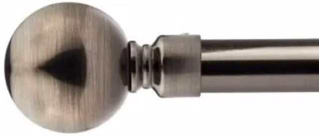 New Edge Blinds Sphere Extendable Metal Eyelet Curtain Pole Set in Black, Width: 160 cm