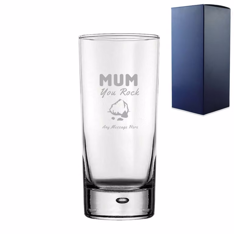 Uniqueful Personalised Mum You Rock Engraved Hiball Glass, 13oz, Clear