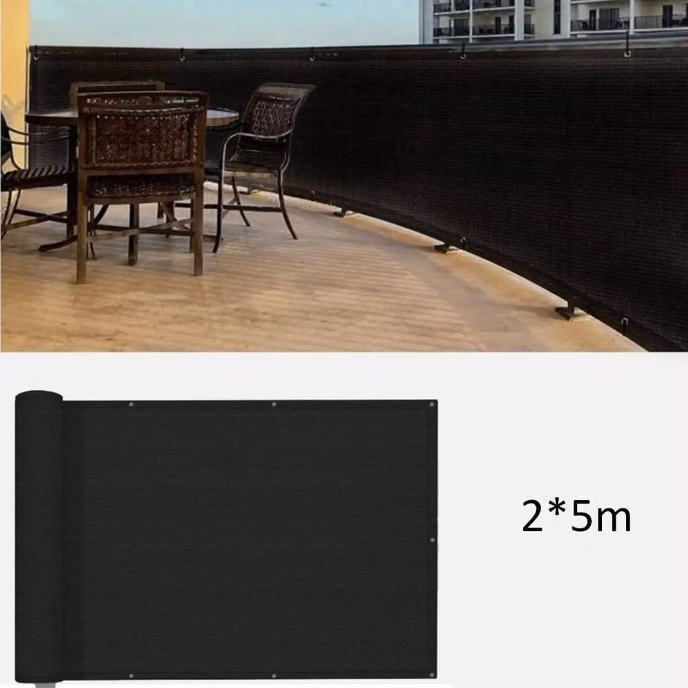Kelvenix Black Semi-Transparent Privacy Screen Netting Garden Fencing Mat, W: 2 m, H: 5 m – 2