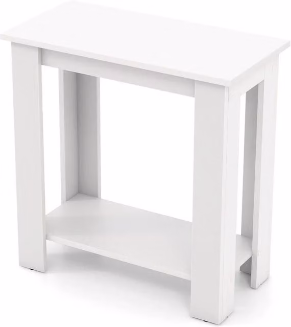 KORVIXA 2-Tier Modern White End Table, Bedside Table and Nightstand – 1