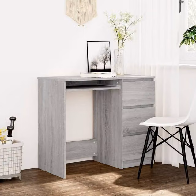 Berkfield Modern Grey Writing Desk in Engineered Wood, W/D/H: 90 x 45 x 76 cm – 1